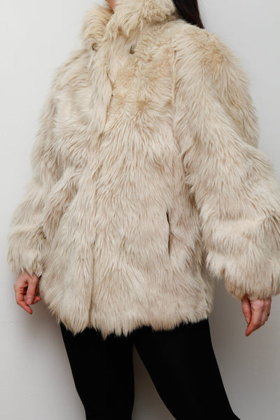 Vintage Cream Goat Hair Fur Coat