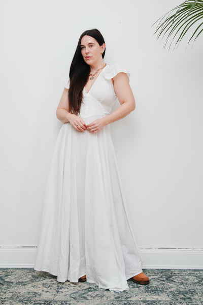 Vintage White Cotton Romantic Prairie White Maxi Length Rare