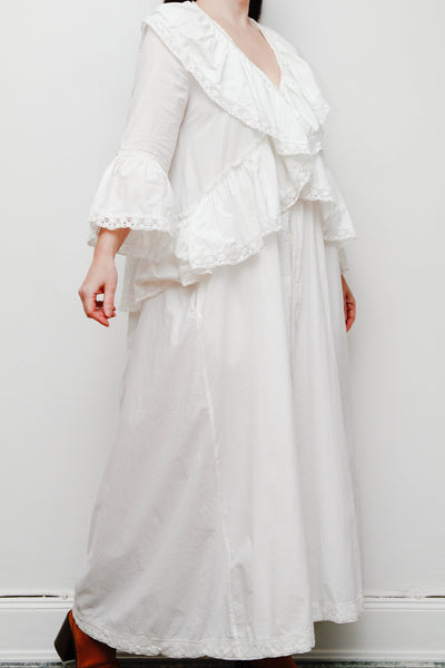Vintage Laura Ashley Romantic Prairie White Maxi Length Gown Rare