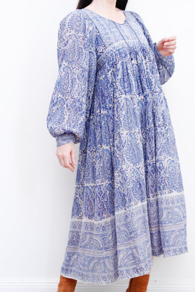 Original Floral Indian Cotton Gauze Smock Dress 1970's