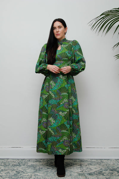 1970's Floral Prairie Cotton Maxi Dress