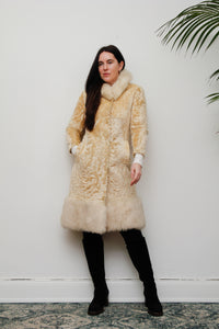 Vintage Cream Sheepskin Fur Afghan Penny Lane Princess Coat