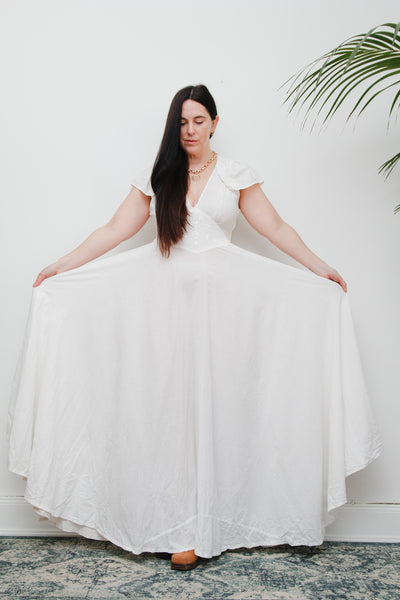 Vintage White Cotton Romantic Prairie White Maxi Length Rare