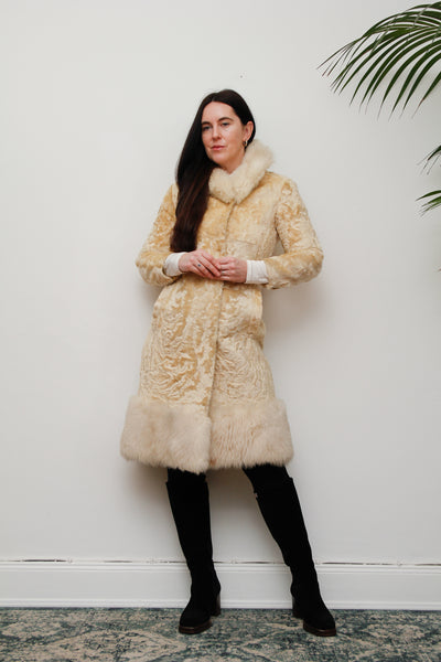 Vintage Cream Sheepskin Fur Afghan Penny Lane Princess Coat