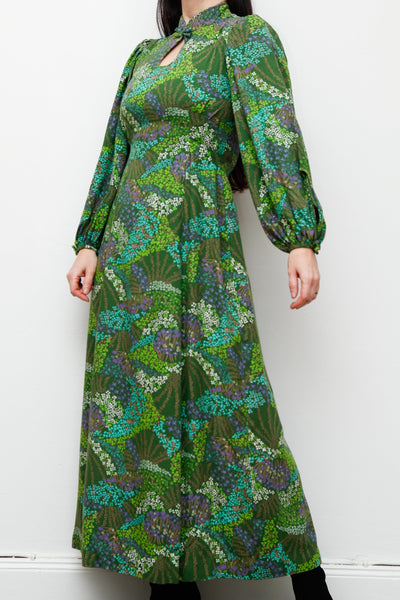 1970's Floral Prairie Cotton Maxi Dress