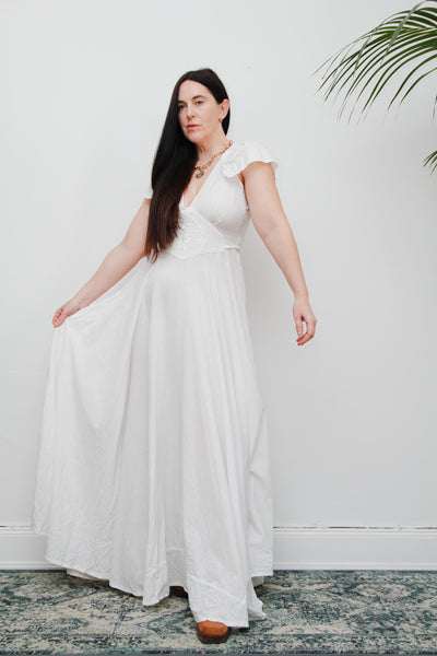 Vintage White Cotton Romantic Prairie White Maxi Length Rare