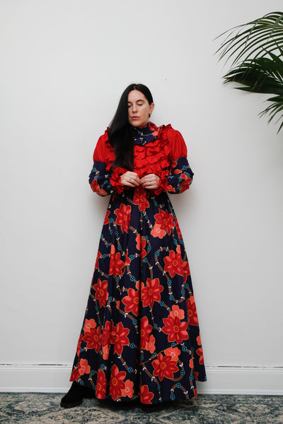 Vintage Floral Gothic Victorian Maxi Dress