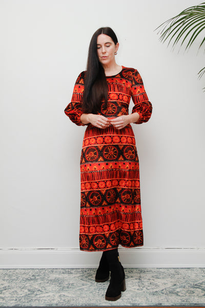 1970's Velvet Rare Bishop Sleeve Maxi Dress