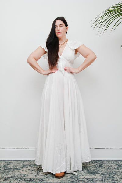 Vintage White Cotton Romantic Prairie White Maxi Length Rare