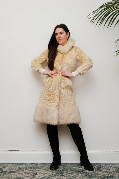 Vintage Cream Sheepskin Fur Afghan Penny Lane Princess Coat