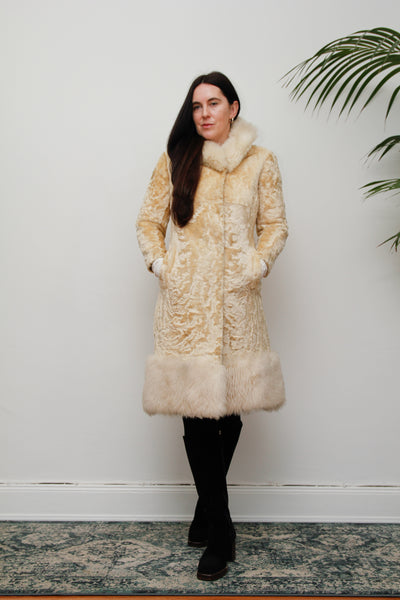 Vintage Cream Sheepskin Fur Afghan Penny Lane Princess Coat