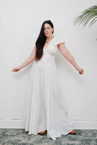 Vintage White Cotton Romantic Prairie White Maxi Length Rare