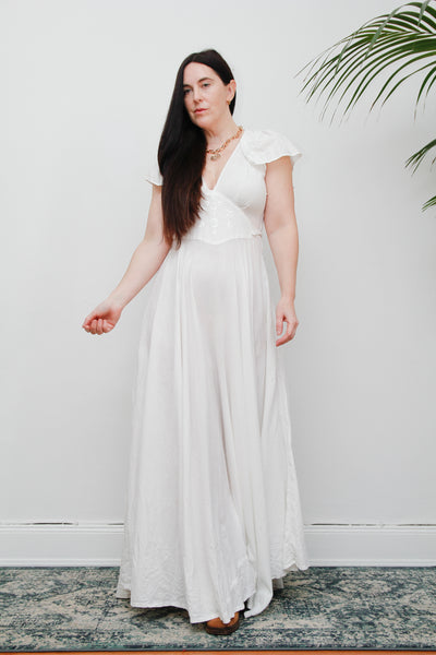 Vintage White Cotton Romantic Prairie White Maxi Length Rare