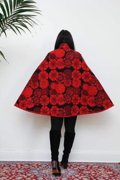 Vintage 1970's Floral Tapestry Gothic Cape