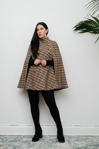 Vintage 1960's Tartan Wool Cape