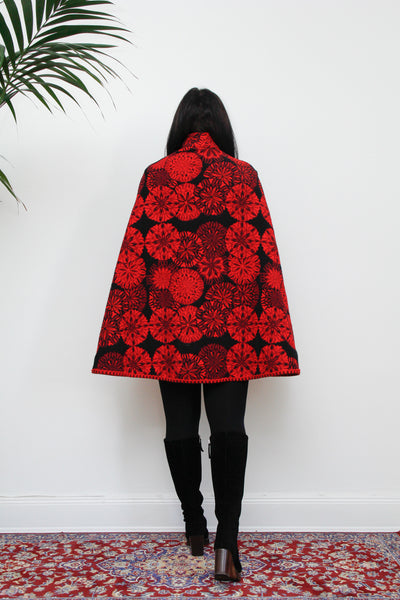 Vintage 1970's Floral Tapestry Gothic Cape