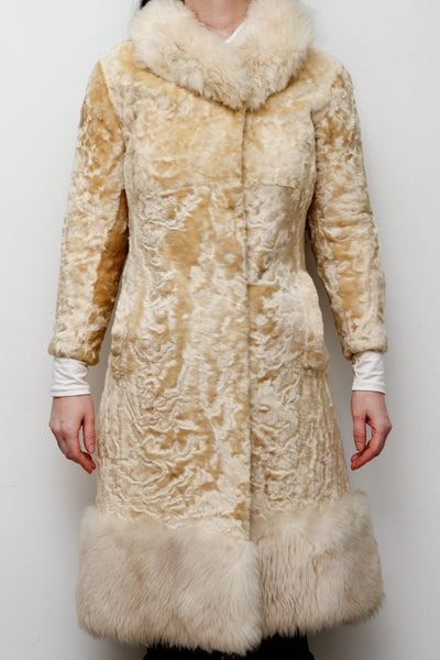 Vintage Cream Sheepskin Fur Afghan Penny Lane Princess Coat