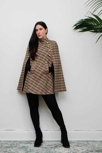 Vintage 1960's Tartan Wool Cape