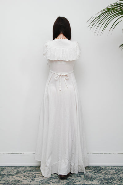 Vintage White Cotton Romantic Prairie White Maxi Length Rare