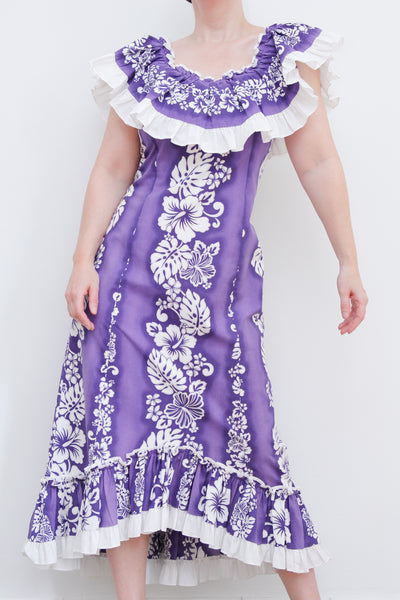 1970's Floral Ruffle Cotton Maxi Dress Rare