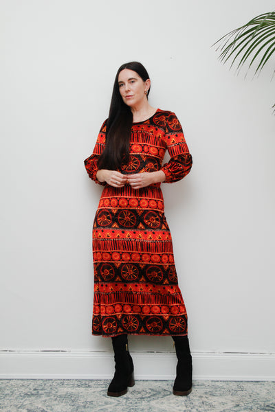 1970's Velvet Rare Bishop Sleeve Maxi Dress