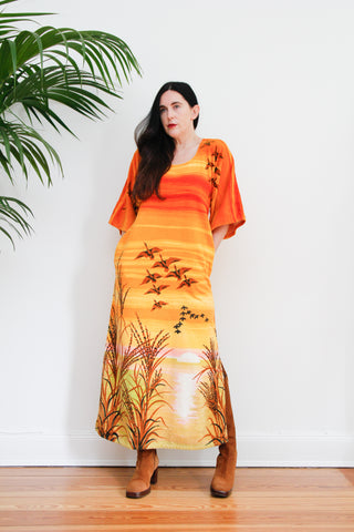 1970's Vossen Terry Towelling Maxi Kaftan