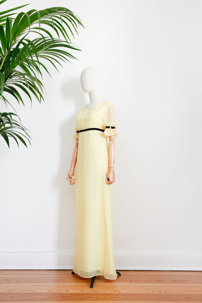1970's Prairie Flute Sleeve Velvet Maxi Dress