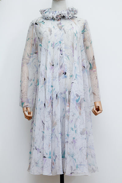 1970's Prairie Scenic Victorian Maxi Gown Dress