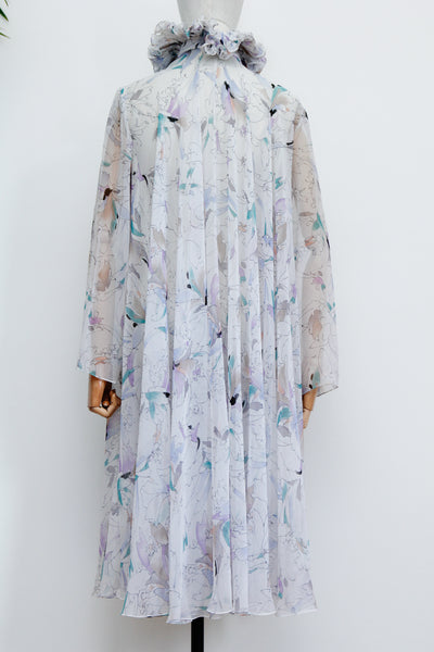 1970's Prairie Scenic Victorian Maxi Gown Dress