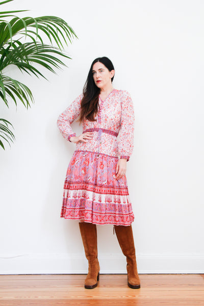 1970's Indian Cotton Gauze Fabric Dress Rare