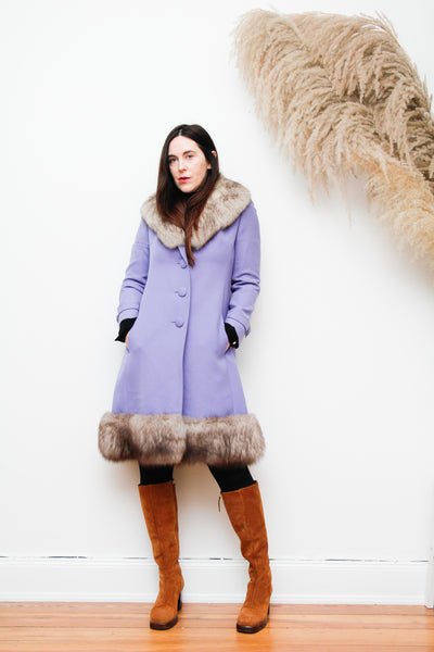 Vintage Real Fur Wool Coat Penny Lane Princess Folk Winter