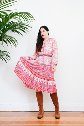 1970's Indian Cotton Gauze Fabric Dress Rare