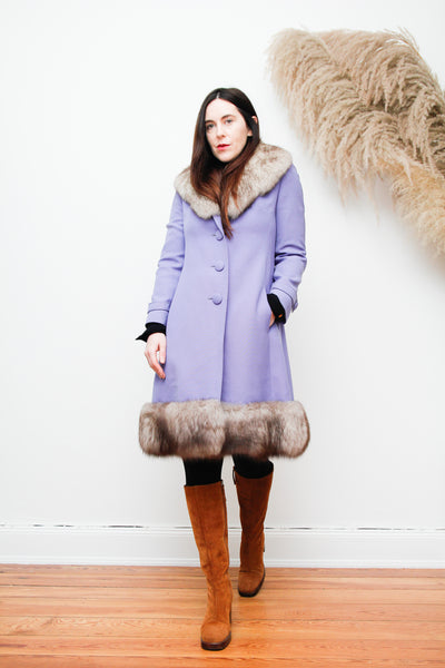 Vintage Real Fur Wool Coat Penny Lane Princess Folk Winter