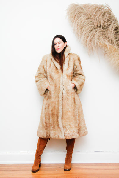 Vintage Real Sheepskin Fur Lamb fur Shearling Fur Maxi Coat