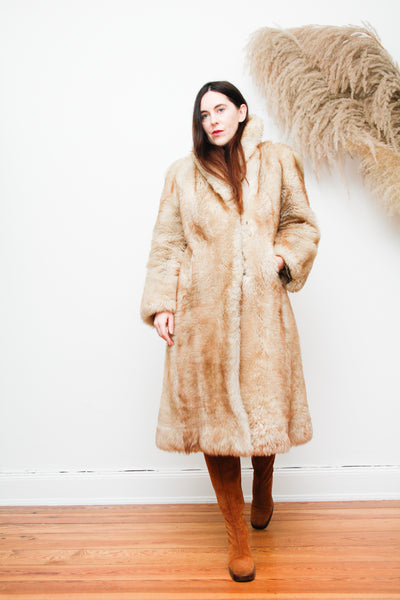 Vintage Real Sheepskin Fur Lamb fur Shearling Fur Maxi Coat