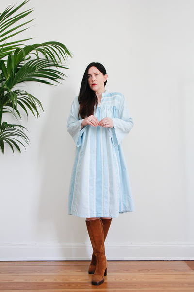 1970's Prairie Cotton Smock Dress