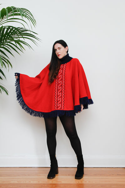 Vintage Red Wool Cape