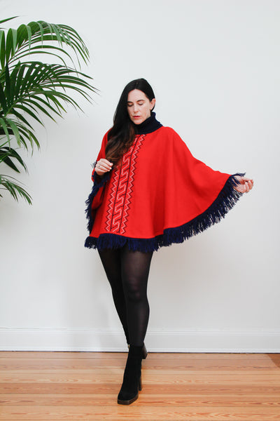 Vintage Red Wool Cape